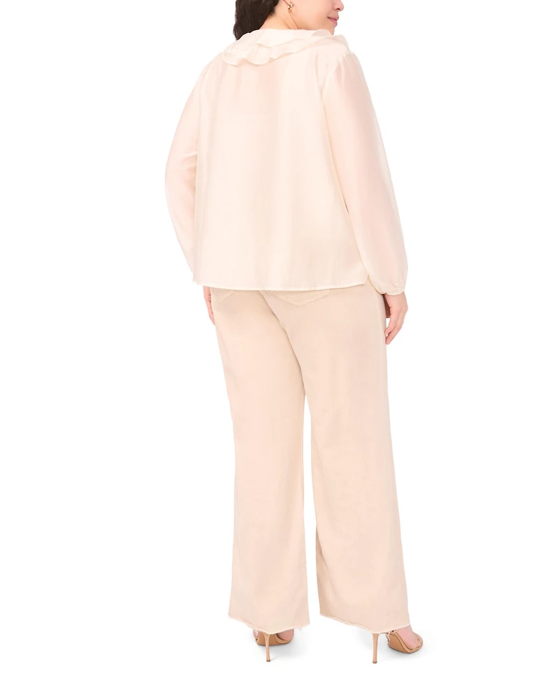 Vince Camuto Plus Ruffle Front Long-Sleeve Blouse