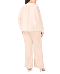 Vince Camuto Plus Ruffle Front Long-Sleeve Blouse