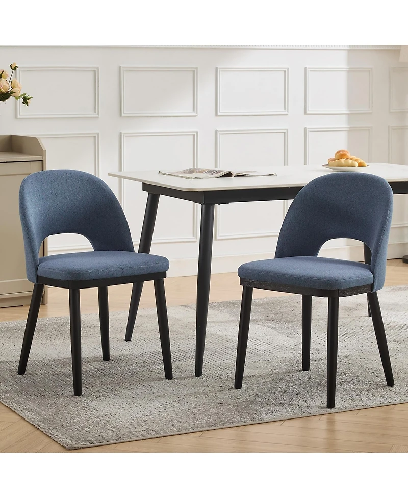 gaomon Modern Wooden Dining Chairs Set, Fabric Upholstered High Back Deep Seat Kitchen & Dining Room Chairs