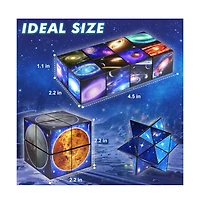 Bruce & Shark 2-in-1 Galaxy Split Magic Cube, Transformable Fidget Toy, Morphs into Star & More
