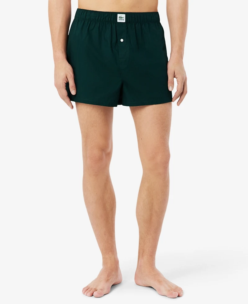 Lacoste Men's Straight-Fit Woven Boxers, 3-Pack