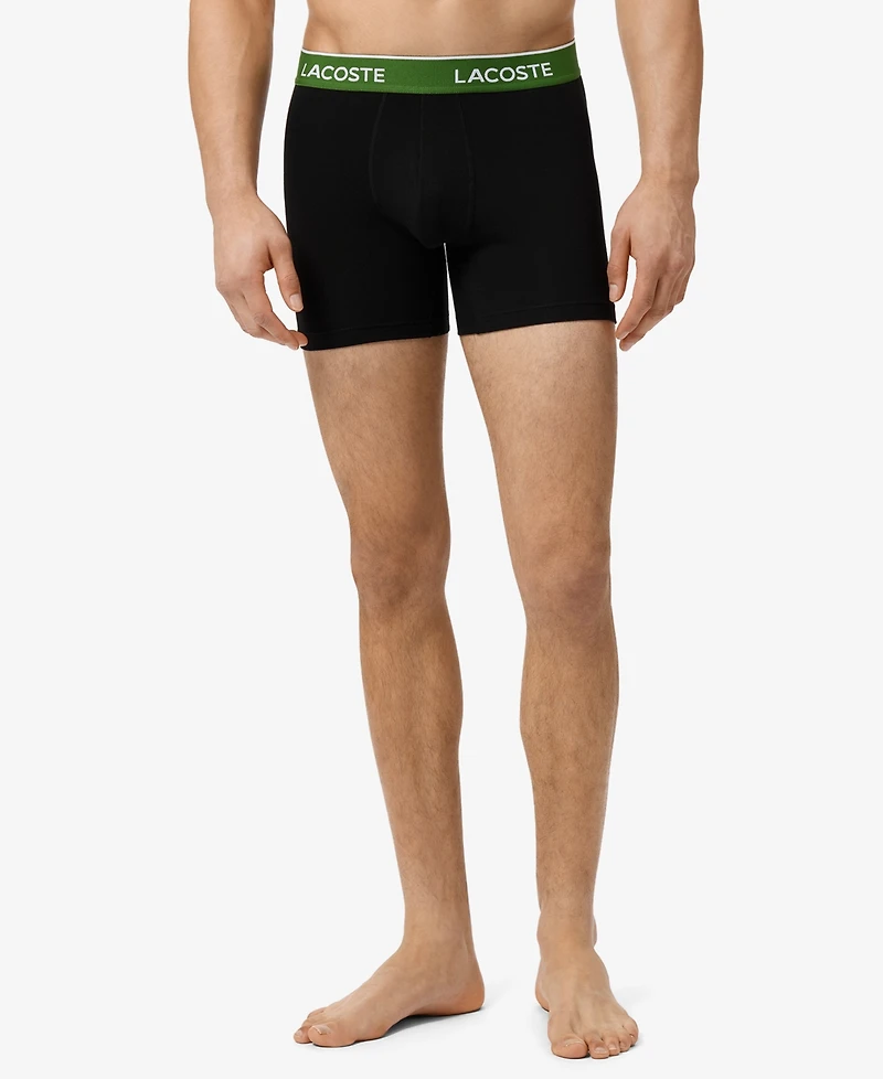 Lacoste Men's 3-Pack Regular Fit Logo Waistband Boxer Briefs