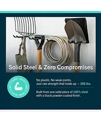 Yigii Wall-Mounted Garden Tool Rack - 4 Hooks, Heavy-Duty Steel, 250lb Capacity