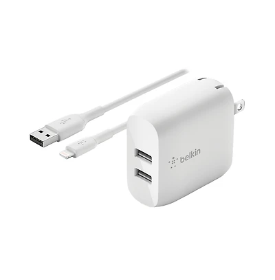 Belkin BoostCharge Dual Usb-a Wall Charger 24W with Usb-a to Apple Lightning Cable