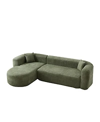 Clihome 109.4" L-Shaped Modular Sectional Sofa Left Chaise Chenille Fabric Cloud Sofa with 2 Pillows