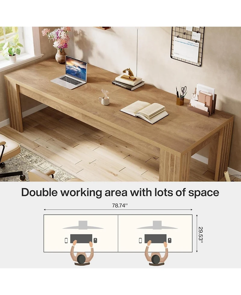 Tribesigns 78.7-Inch Extra Long Computer Desk, Two Person Double Gaming Desk for 2 People, Workstaion