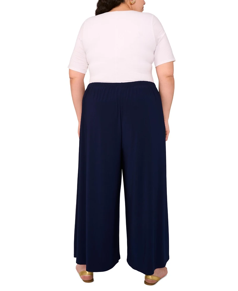 Vince Camuto Plus Solid Pull-On Wide-Leg Pants