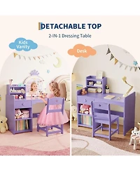 Gaomon 2-in-1 Princess Vanity Set with Makeup Desk & Chair Combo – Perfect Gift for Girls