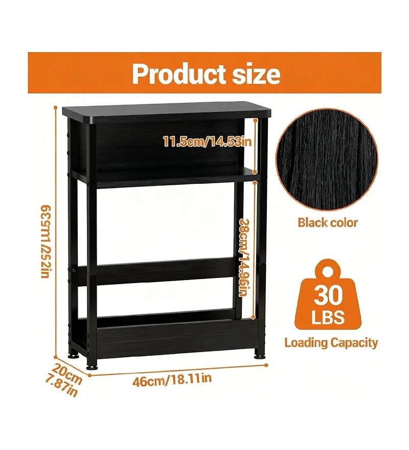 Gaomon Slim Side Table Nightstand with Storage Shelf & Magazine Rack for Small Spaces