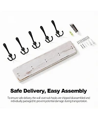 Yigii Farmhouse Rustic Wall Coat Rack 5 Hooks Heavy Duty