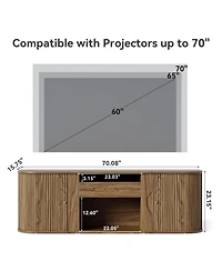 Tribesigns 70-Inch Projector Tv Stand, Entertainment Center with Storage, Mid-Century Modern Media Console