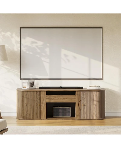 Tribesigns 70-Inch Projector Tv Stand, Entertainment Center with Storage, Mid-Century Modern Media Console