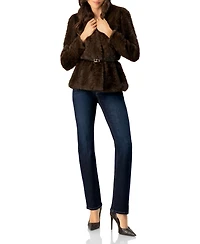 Ivonne Women's Plush Belted Fake Fur Coat