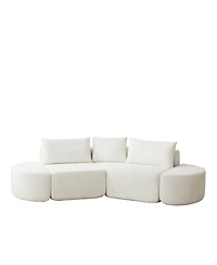 Clihome 106.3" V-Shaped Modular Sectional Sofa Set, Chenille Couch with 3 Cushions & 2 Armless Ottomans