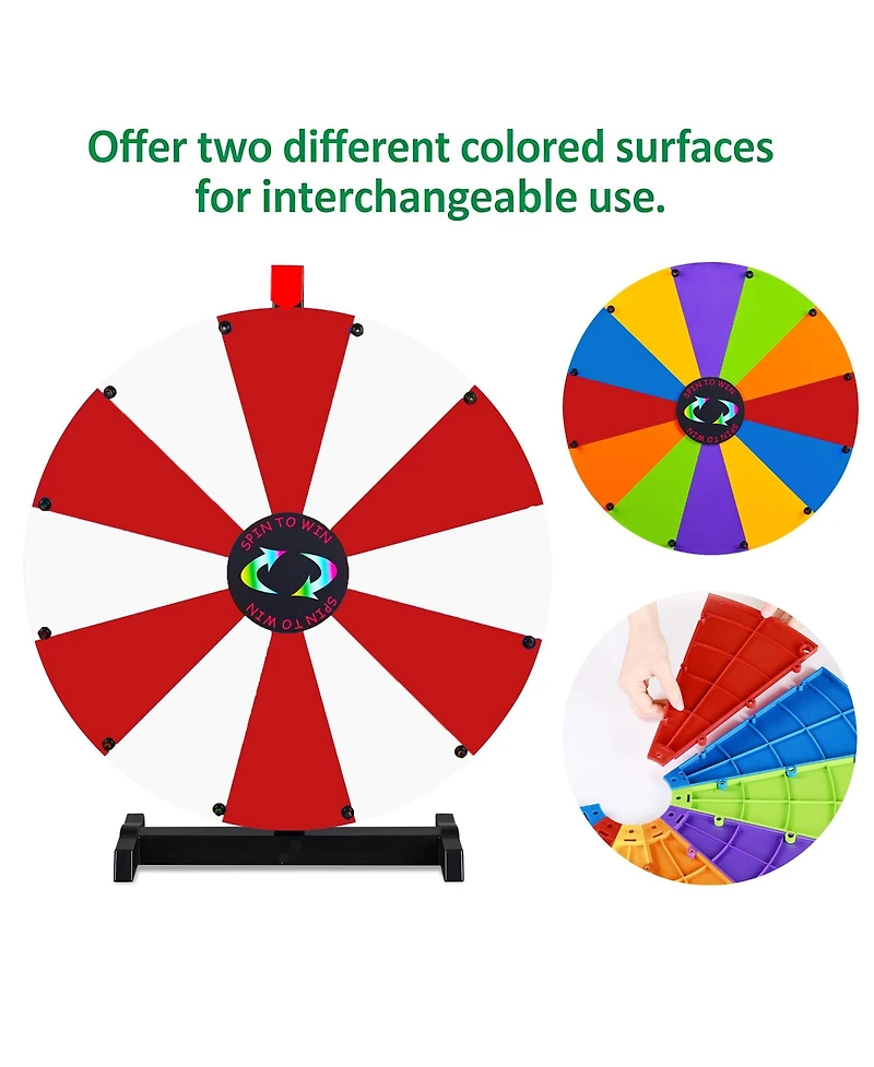 Yescom WinSpin 24" Pop Up Display Tabletop Prize Wheel Red & White Trade Show Display Spinning Wheel 12 Slots for Outdoor Booths Exhibition Event