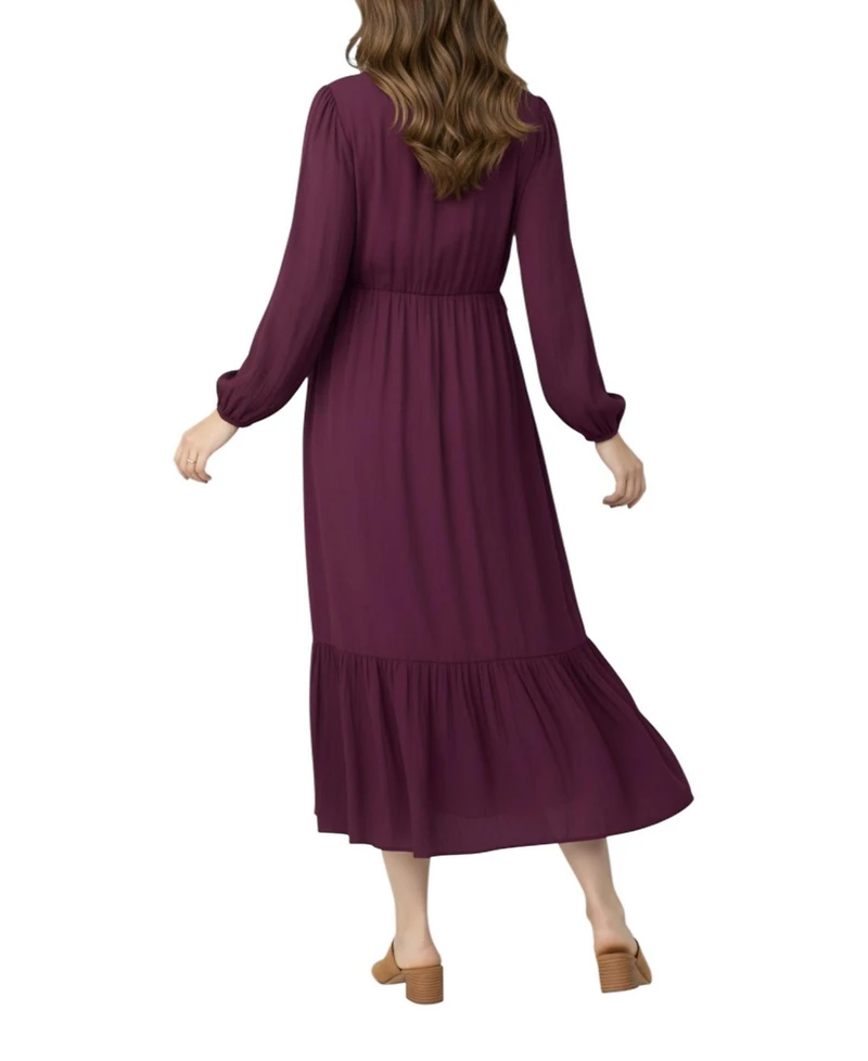 Motherhood Maternity Puff Sleeve Ruffle Midi Dress