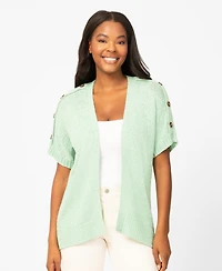 Melissa Paige Petite Button Shoulder Flyaway Cardigan Sweater