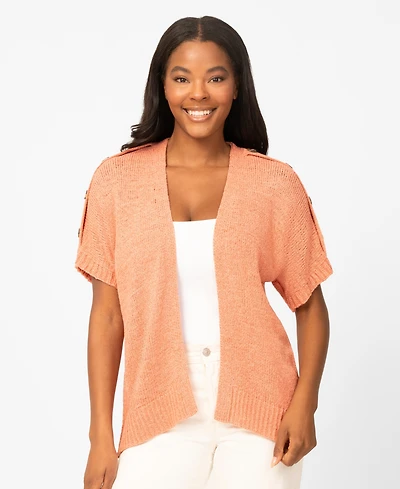 Melissa Paige Petite Button Shoulder Flyaway Cardigan Sweater