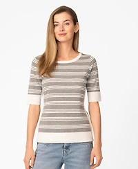 Melissa Paige Women's Contrast Stripe Boat Neck Sweater