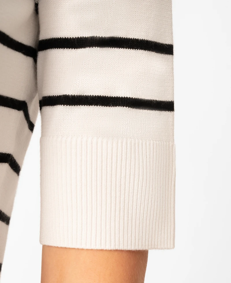Melissa Paige Women's Striped Crew-Neck Elbow-Sleeve Sweater