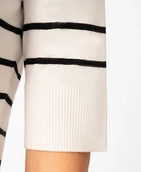 Melissa Paige Women's Striped Crew-Neck Elbow-Sleeve Sweater