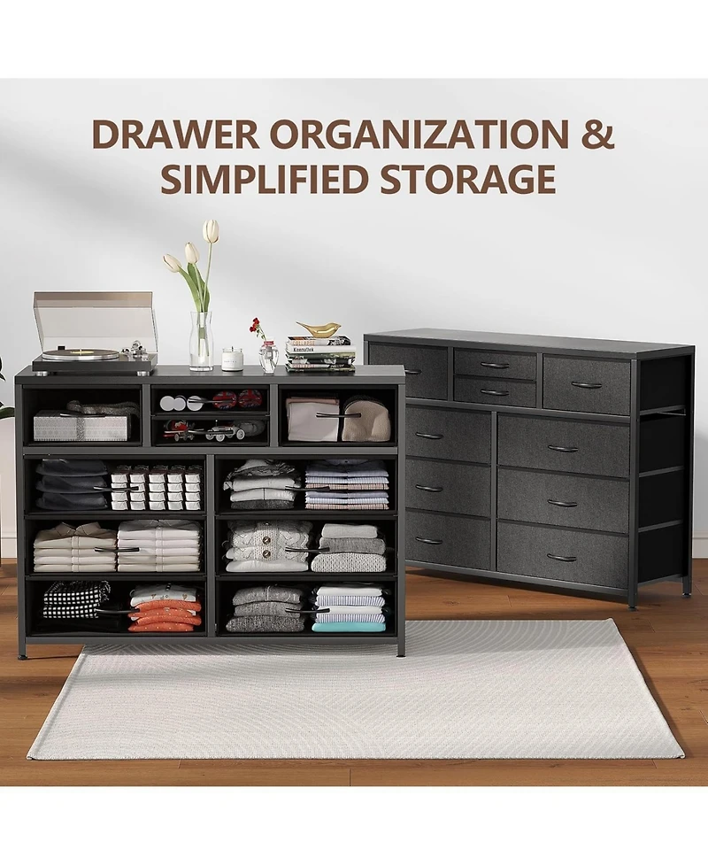 gaomon 10 Drawers Fabric Dressers for Bedroom, Modern Chest of Drawers, 45" Wide Tv Stand
