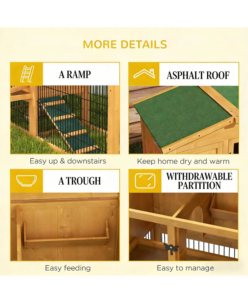 Aostirmotor Secure Outdoor Cat Hutch - Ventilated Wooden Shelter with Wheels