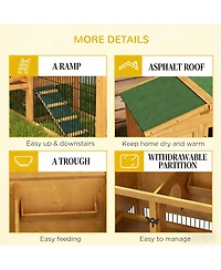 Aostirmotor Secure Outdoor Cat Hutch - Ventilated Wooden Shelter with Wheels