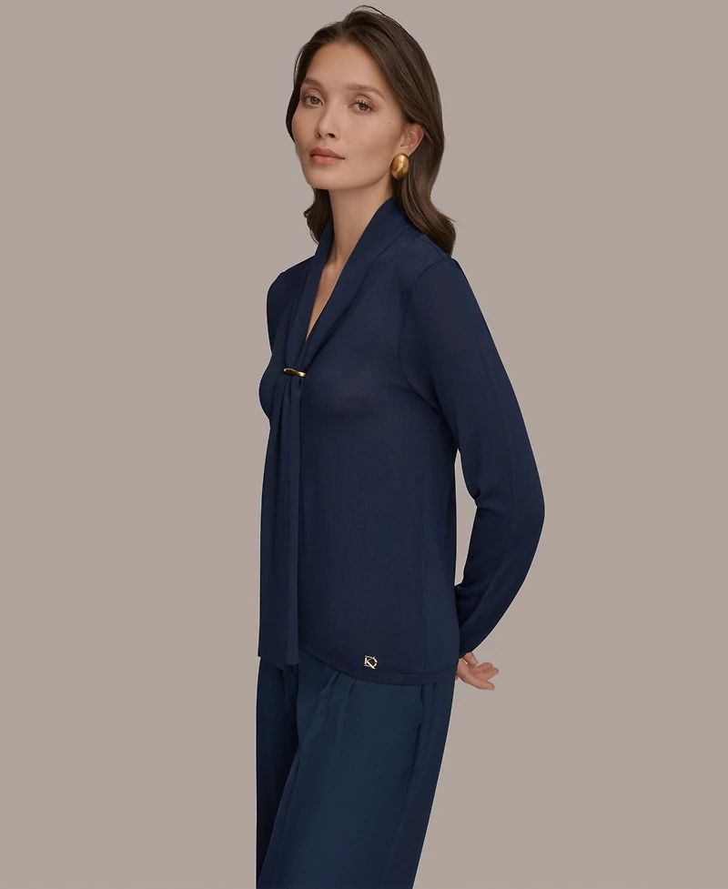 Donna Karan New York Women's Long-Sleeve V-Neck Sweater