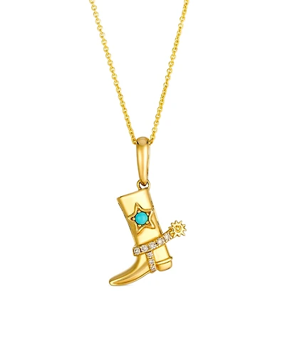 Le Vian Turquoise (3/100 ct. t.w.) & Nude Diamond (7/100 ct. t.w.) Pendant Necklace in 14k Honey Gold