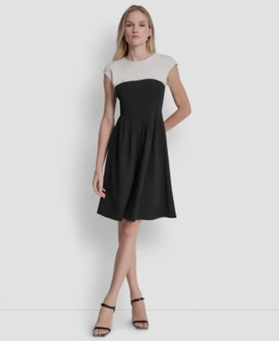 Dkny Womens Scuba Crepe Jewel Neck Dress