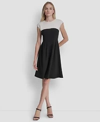 Dkny Womens Scuba Crepe Jewel Neck Dress