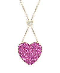 Macy's Ruby (1-1/2 ct. t.w.) & Diamond (1/20 ct. t.w.) Heart Pendant Necklace in 14k Yellow Gold