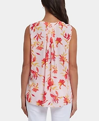 Nydj Women's Sleeveless Pintuck Split Neck Top