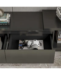 Tv stand with three drawers and two cabinet doors, media console with metal feet, wooden entertainment center