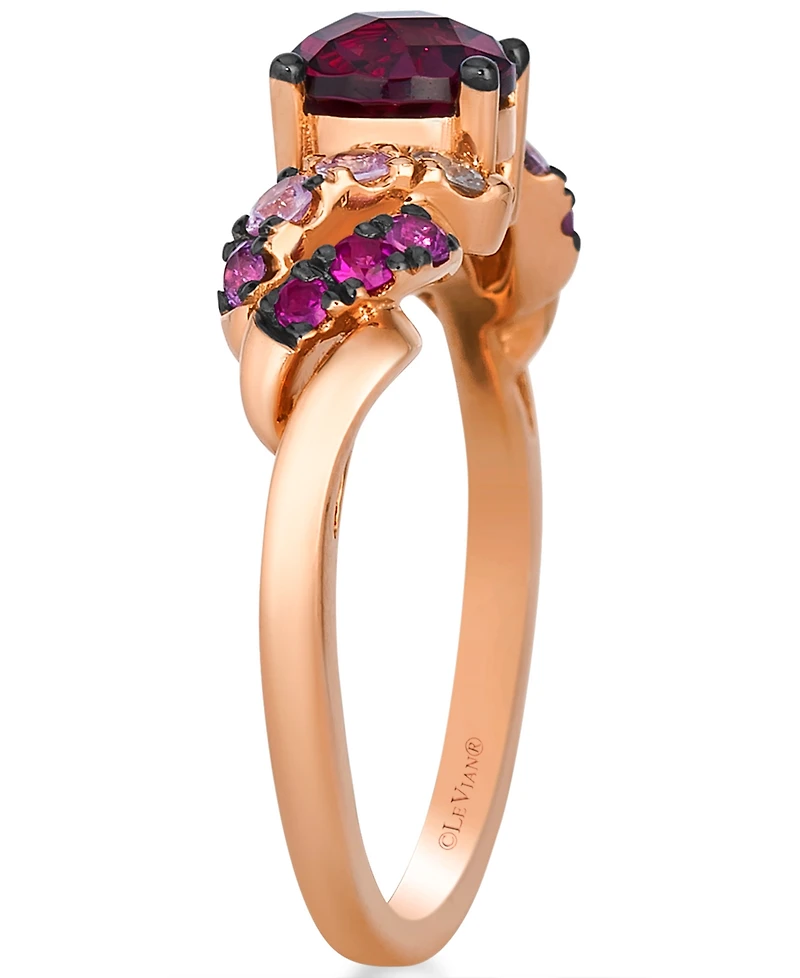 Le Vian Rhodolite (1.10 ct. t.w.), Pink Sapphire (0.36 ct. t.w.) and White Sapphire (0.08 ct. t.w.) Ombre Ring in 14k Strawberry Gold