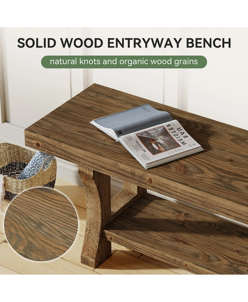 "Tribesigns 55'' Solid Wood Entryway Bench for Bedroom, Hallway & Dining Room"
