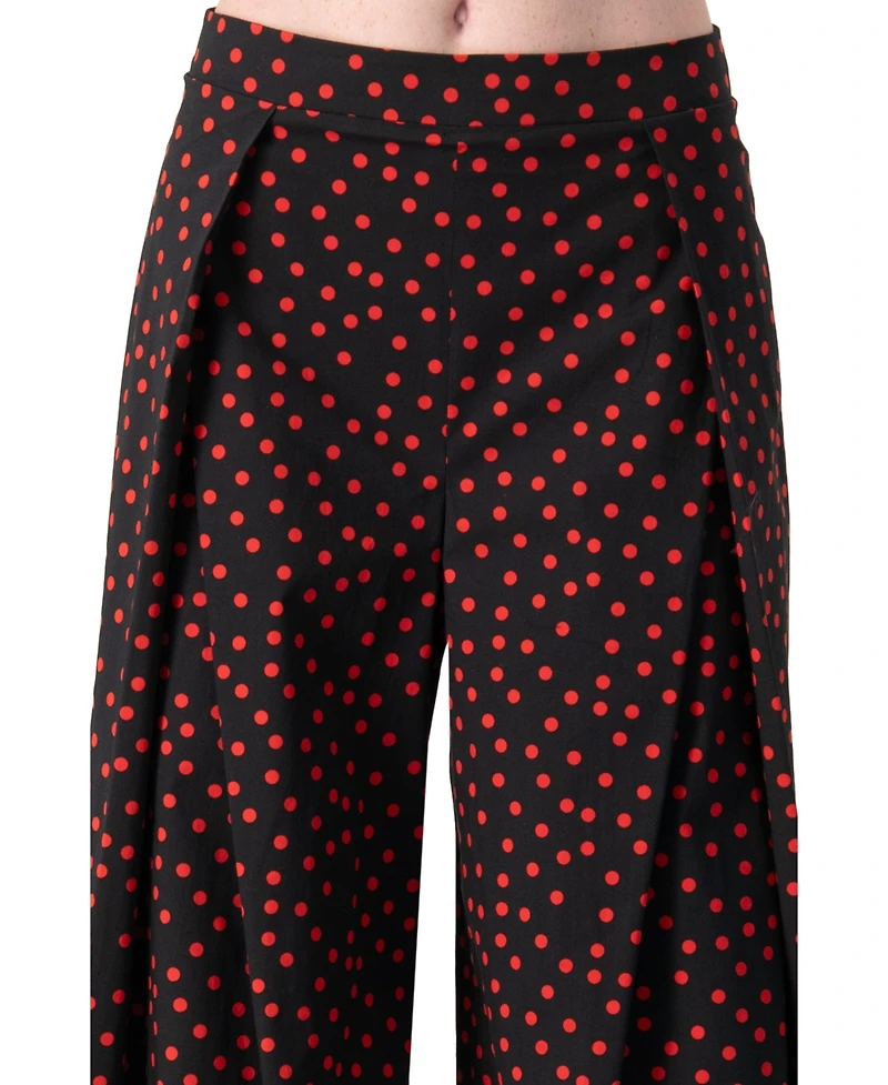 Ivonne Women's Wide-Leg Polka Dot Pants