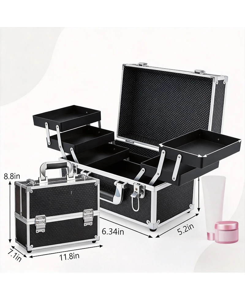 Yigii 6-Tier Makeup Organizer with Lockable Travel Case