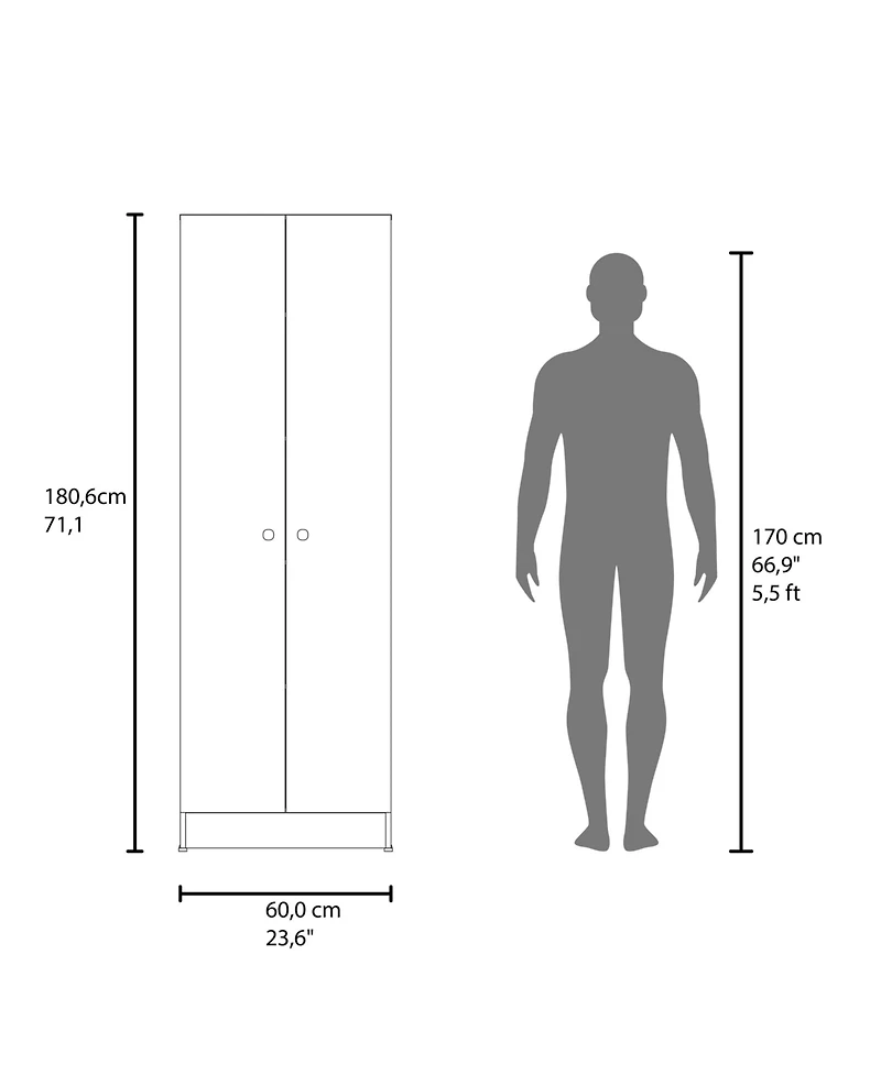Arizona City Multi-Purpose Cupboard with Five Shelves and Storage Doors for Kitchen and Home, kronos white and kronos blue