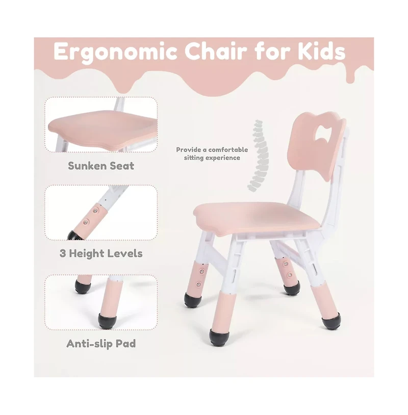 Kinder King Kids Table and Chair Set, Activity Desk for Drawing, Building Blocks, Play, Pink