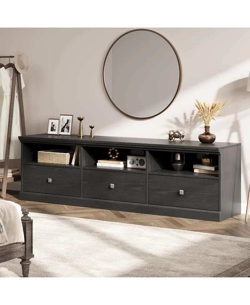 gaomon 70in Tv Stand for TVs up to 80", Mid Century Modern Entertainment Center with Storage Drawer and Open Shelves