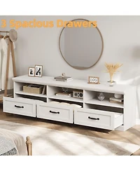 gaomon 70in Tv Stand for TVs up to 80", Mid Century Modern Entertainment Center with Storage Drawer and Open Shelves