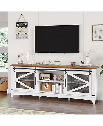 gaomonFarmhouse Tv Stand for 70 Inch Tv, Industrial & Farmhouse Media Entertainment Center with Storage