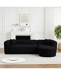 Clihome 109.4" L-Shaped Modular Sectional Sofa Right Chaise Chenille Fabric Cloud Sofa with 2 Pillows