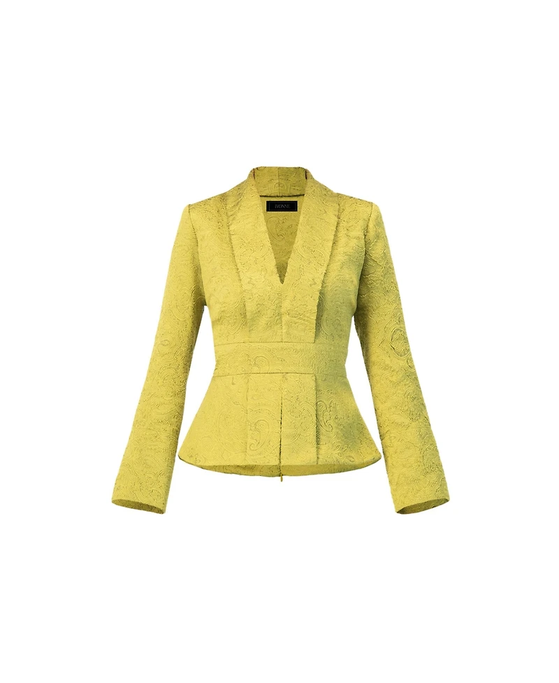 Ivonne Women's Collarless Paisley Blazer with Back Zipper