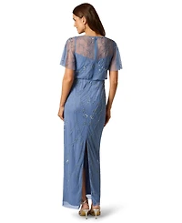 Adrianna Papell Women's Beaded Boat Neck Ball Gown