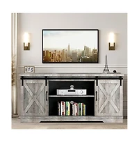 gaomon Farmhouse Tv Stand, Entertainment Center for 65 Inch Media Console Table, Barn Door Stand with Storage