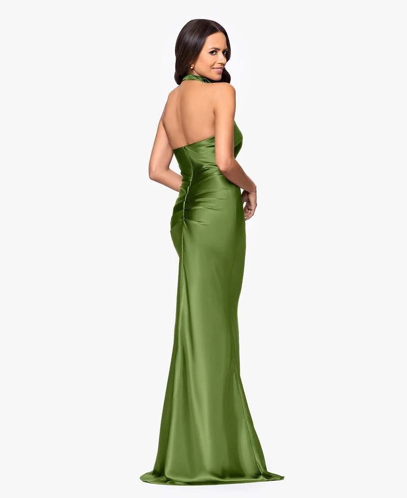 Betsy & Adam Petite Long Halter Dress