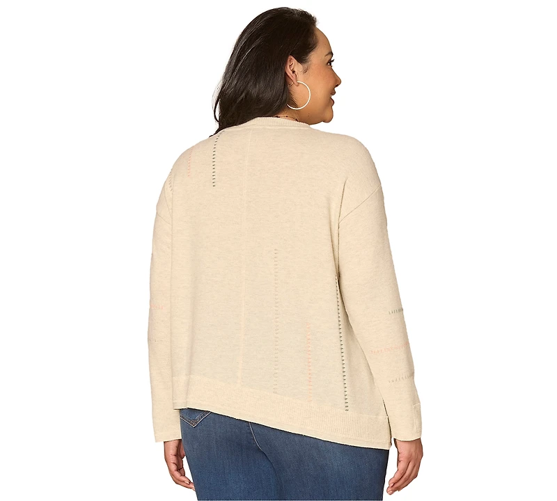 Democracy Plus Long-Sleeve Mixed Media Knit Top